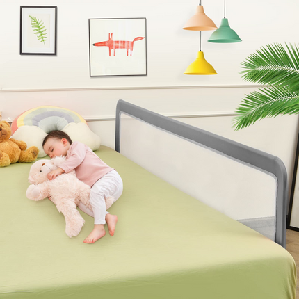 Costzon Bed Rails for Toddlers, 71'' Extra Long, Swing Down Bed Guard w/Safety Strap for Convertible Crib