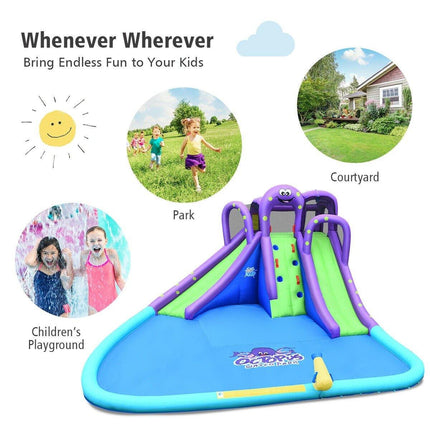 BOUNTECH Inflatable Water Park, Mighty Bounce House w/ Large Splash Pool, Climbing Wall - costzon
