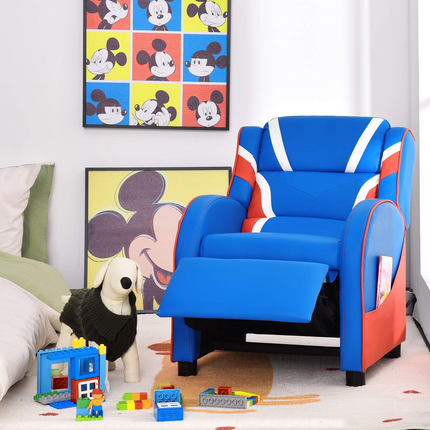 Costzon Kids Recliner, Gaming Recliner Chair, Ergonomic Leather Lounge Chair, Adjustable Recliner Sofa for Boys Girls