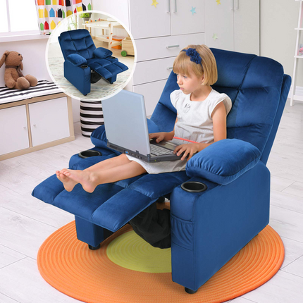 Kids Recliner Chair with Cup Holder - Costzon