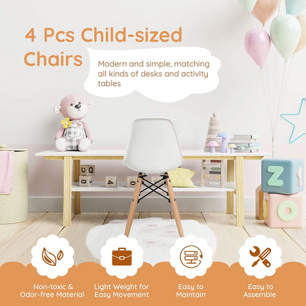 Costzon Kids Chair 4 Pcs, Toddler Chair in Mini DSW Size, Mid-Century Plastic Study Chair for Children