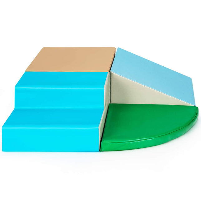 Costzon Climb and Crawl Foam Play Set 4-Piece Soft Toddler Corner Climber Indoor Active Play Structure for Babies & Toddlers