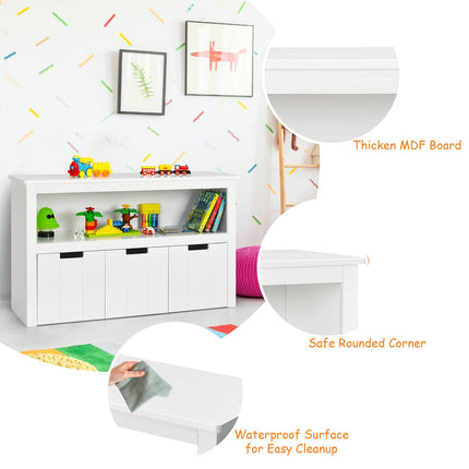 Costzon Toy Storage Organizer, Wooden Toy Bin Chest with 3 Removable Drawers