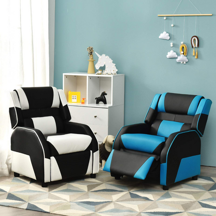 Costzon Kids Recliner, Gaming Recliner Chair, Ergonomic Leather Lounge Chair, Adjustable Racing Style Sofa for Children
