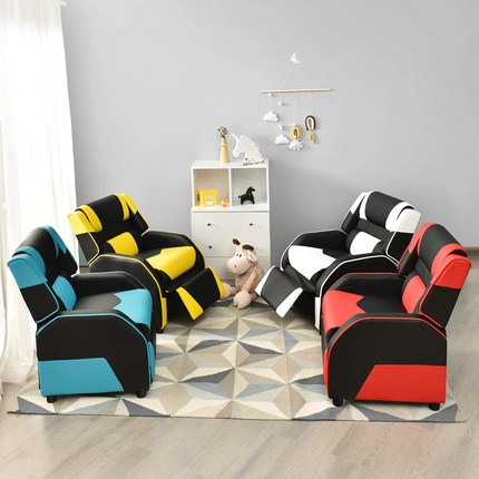 Costzon Kids Recliner, Gaming Recliner Chair, Ergonomic Leather Lounge Chair, Adjustable Racing Style Sofa for Children