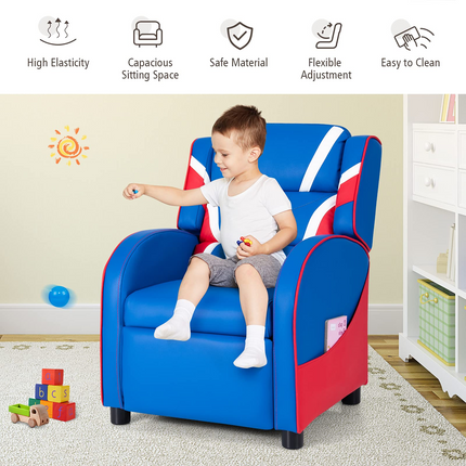 Costzon Kids Recliner, Gaming Recliner Chair, Ergonomic Leather Lounge Chair, Adjustable Recliner Sofa for Boys Girls