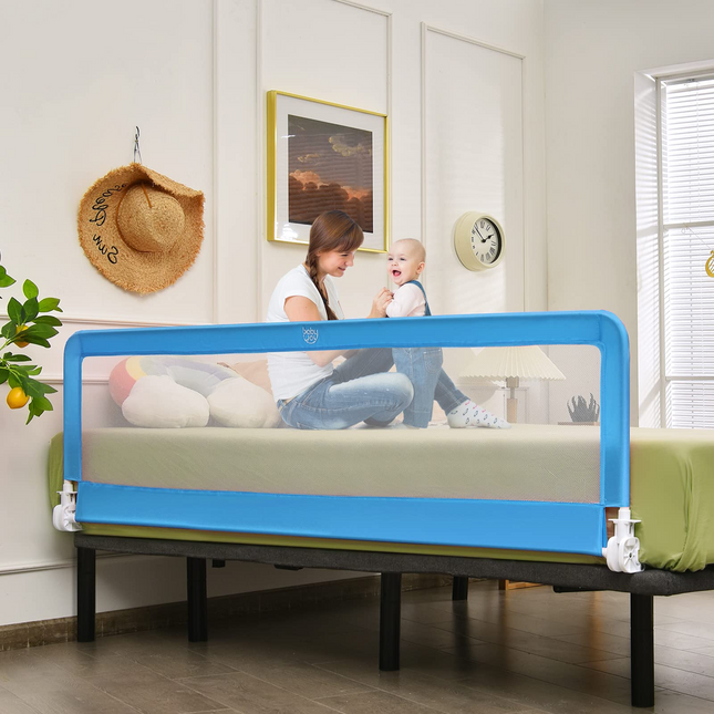 Costzon Bed Rails for Toddlers, 71'' Extra Long, Swing Down Bed Guard w/Safety Strap for Convertible Crib