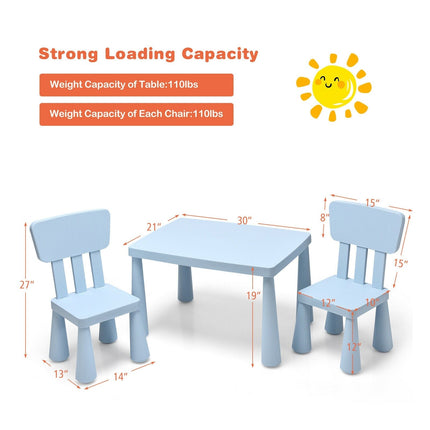 Costzon Kids Table and Chair Set, 3 Piece Plastic Children Activity Table, Toddler Table & Chair