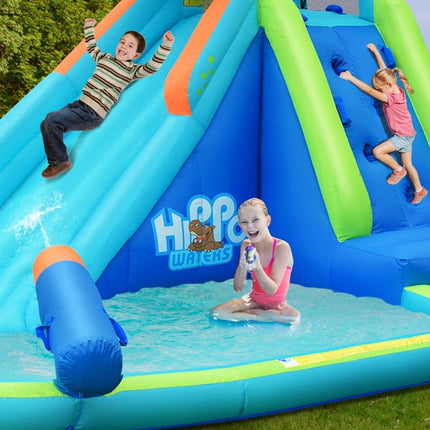 Inflatable Water Slide, Hippo Themed Bounce Hous - costzon