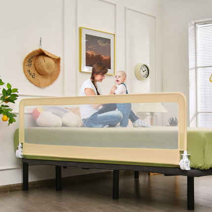Costzon Bed Rails for Toddlers, 71'' Extra Long, Swing Down Bed Guard w/Safety Strap for Convertible Crib