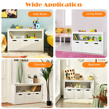 Costzon Toy Storage Organizer, Wooden Toy Bin Chest with 3 Removable Drawers