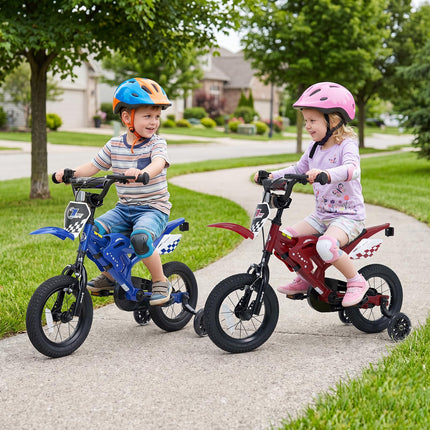 BABY JOY 12 Inches Motocross Style Kids Bike for Boy Girl 3-4 Years Old w/ Training Wheels