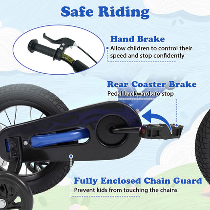 BABY JOY 12 Inches Motocross Style Kids Bike for Boy Girl 3-4 Years Old w/ Training Wheels