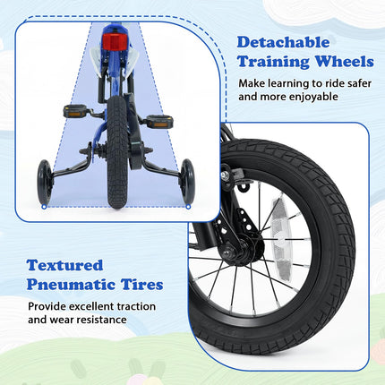 BABY JOY 12 Inches Motocross Style Kids Bike for Boy Girl 3-4 Years Old w/ Training Wheels