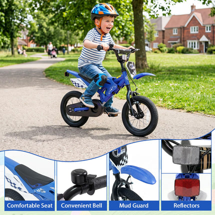 BABY JOY 12 Inches Motocross Style Kids Bike for Boy Girl 3-4 Years Old w/ Training Wheels