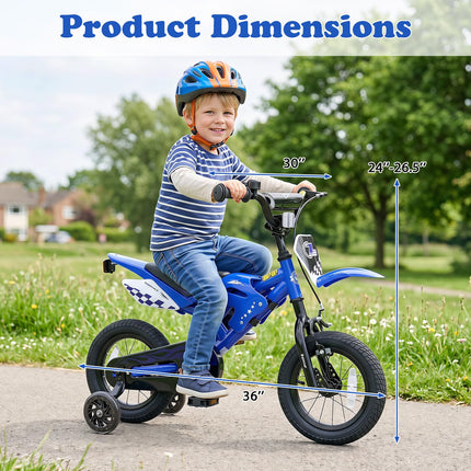 BABY JOY 12 Inches Motocross Style Kids Bike for Boy Girl 3-4 Years Old w/ Training Wheels