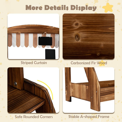 Costzon Wooden Mud Kitchen & Market Stand for Kids Outdoor w/ 2 Chalkboards