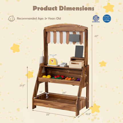 Costzon Wooden Mud Kitchen & Market Stand for Kids Outdoor w/ 2 Chalkboards
