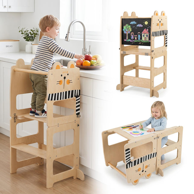 Costzon 3-in-1 Toddler Step Stool for Kitchen with Blackboard