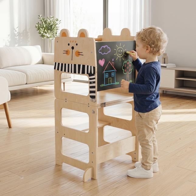 Costzon 3-in-1 Toddler Step Stool for Kitchen with Blackboard
