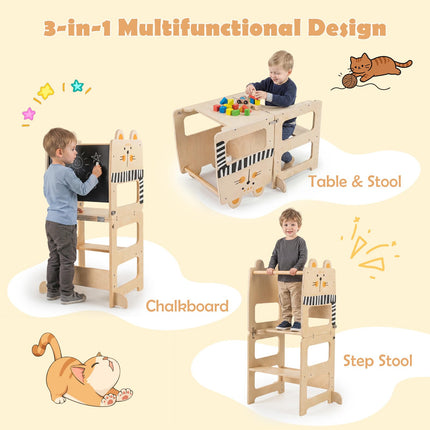 Costzon 3-in-1 Toddler Step Stool for Kitchen with Blackboard