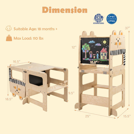 Costzon 3-in-1 Toddler Step Stool for Kitchen with Blackboard
