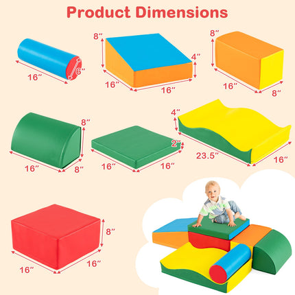Costzon Toddlers Colorful Climbing Toys, 7-Piece Lightweight Foam Corner Climber