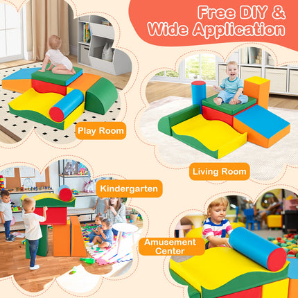 Costzon Toddlers Colorful Climbing Toys, 7-Piece Lightweight Foam Corner Climber