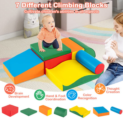 Costzon Toddlers Colorful Climbing Toys, 7-Piece Lightweight Foam Corner Climber