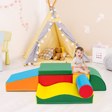 Costzon Toddlers Colorful Climbing Toys, 7-Piece Lightweight Foam Corner Climber