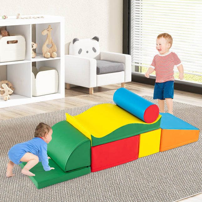 Costzon Toddlers Colorful Climbing Toys, 7-Piece Lightweight Foam Corner Climber