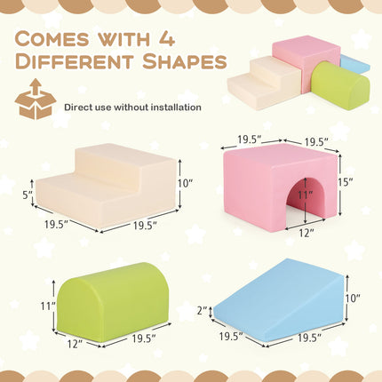 Costzon Climbing Toys for Toddlers, 4 PCS Foam Play Cushions for Kids Indoor Climb and Crawl Play Children Development
