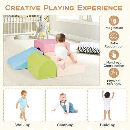 Costzon Climbing Toys for Toddlers, 4 PCS Foam Play Cushions for Kids Indoor Climb and Crawl Play Children Development