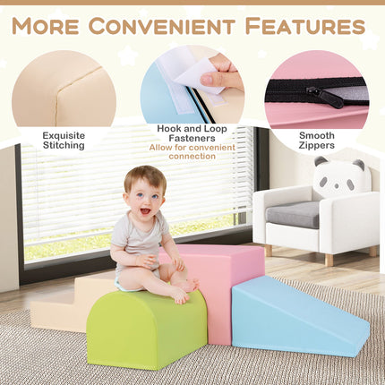 Costzon Climbing Toys for Toddlers, 4 PCS Foam Play Cushions for Kids Indoor Climb and Crawl Play Children Development