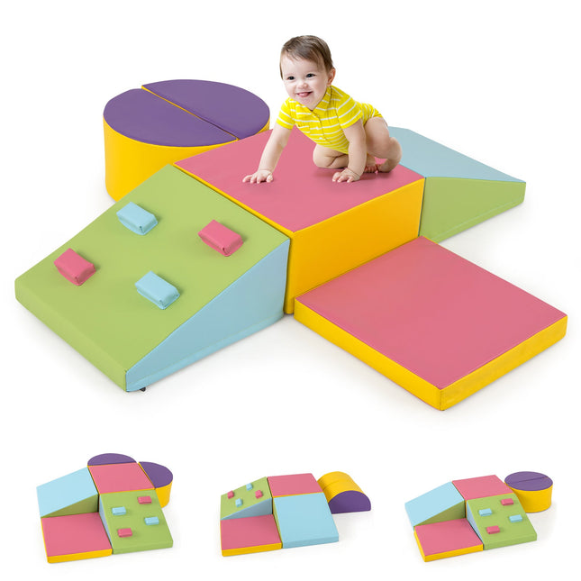 Costzon 6-Piece Foam Climbing Blocks, Lightweight Soft Climbing Indoor Set with Hook and Loop Fasteners