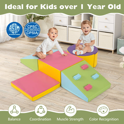 Costzon 6-Piece Foam Climbing Blocks, Lightweight Soft Climbing Indoor Set with Hook and Loop Fasteners