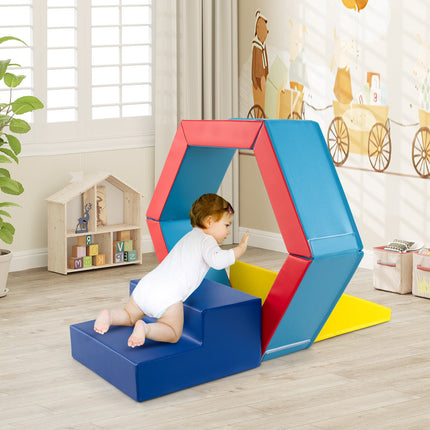 3-Piece Baby Foam Climbing Blocks, Indoor Climb and Crawl Activity Play Set with Ball Pit