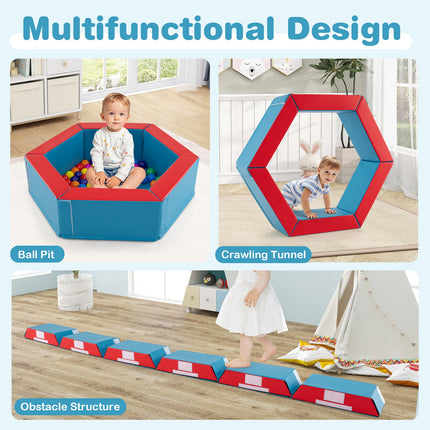 3-Piece Baby Foam Climbing Blocks, Indoor Climb and Crawl Activity Play Set with Ball Pit
