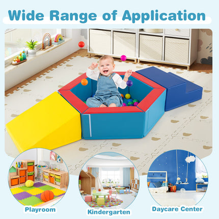 3-Piece Baby Foam Climbing Blocks, Indoor Climb and Crawl Activity Play Set with Ball Pit