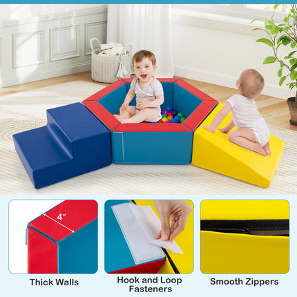 3-Piece Baby Foam Climbing Blocks, Indoor Climb and Crawl Activity Play Set with Ball Pit