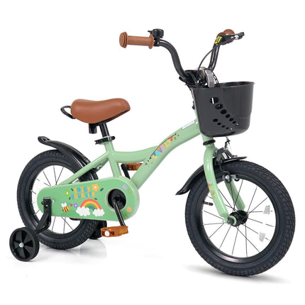 BABY JOY 12 14 16 18 Inches Kids Bike for 3-8 Years Old w/ Training Wheels Front Basket & Dual Brake
