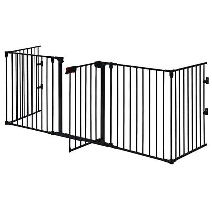 115 Inch Length 5 Panel Adjustable Wide Fireplace Fence - Costzon