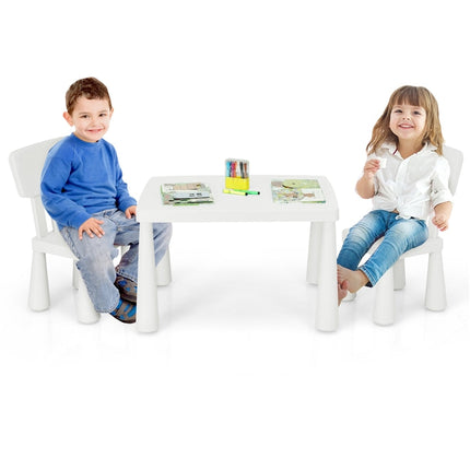 Costzon Kids Table and Chair Set, 3 Piece Plastic Children Activity Table, Toddler Table & Chair