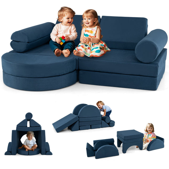 Costzon 13 PCS Modular Kids Play Couch, Versatile Toddler Sectional Sofa Set for Nursery Playroom Bedroom Living Room