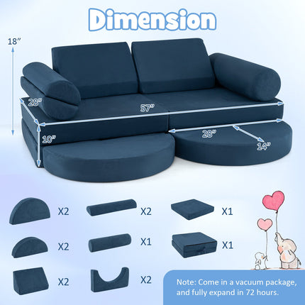 Costzon 13 PCS Modular Kids Play Couch, Versatile Toddler Sectional Sofa Set for Nursery Playroom Bedroom Living Room