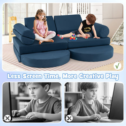 Costzon 13 PCS Modular Kids Play Couch, Versatile Toddler Sectional Sofa Set for Nursery Playroom Bedroom Living Room