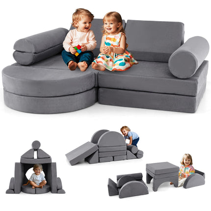 Costzon 13 PCS Modular Kids Play Couch, Versatile Toddler Sectional Sofa Set for Nursery Playroom Bedroom Living Room