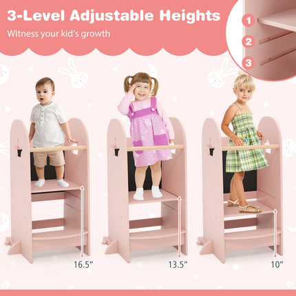 Costzon Toddler Tower, Adjustable Kids Kitchen Step Stool with Double-Sided Chalkboard