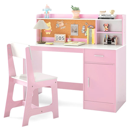 Costzon Kids Desk and Chair Set Wooden Student Writing Desk Set