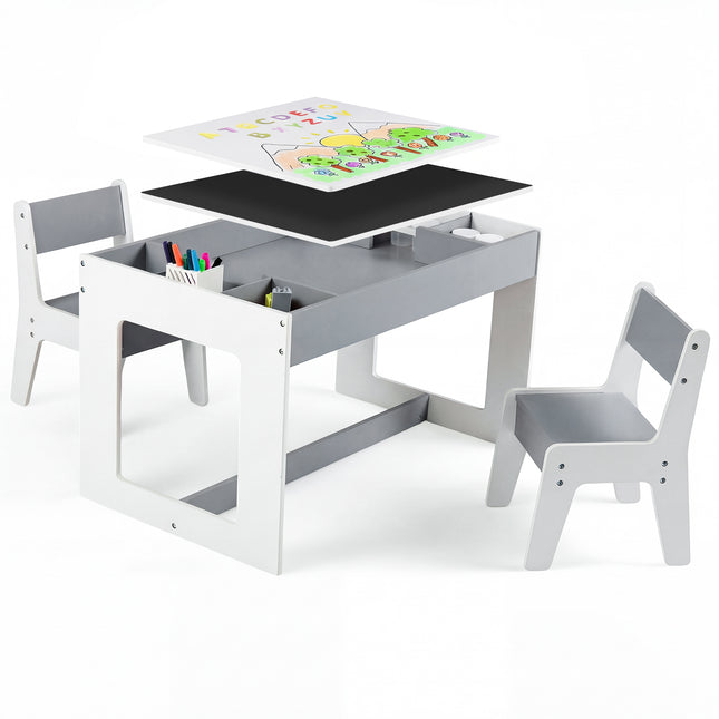 Costzon 4-1 Wooden Activity Art Desk Set w/Whiteboard Chalkboard & Storage Cubes
